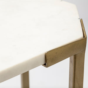 Mercana Vincent 33" Octagonal Coffee Table with Luxe Marble Top and Elegant Crisscross Iron Base Design 68850-AB