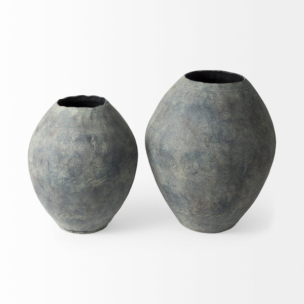 Mercana Gobi Rustic Tan Ceramic Oval Vase - Timeless Mediterranean Style for Home Décor and Accents Gray Ceramic | 28H 69407