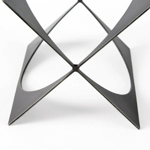 Mercana Lima Modern Geometric Decorative Object in Dark Gunmetal Finish for Sophisticated Home Accents Gray Metal | 9H 69250