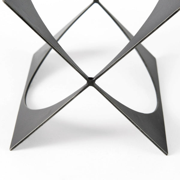 Mercana Lima Modern Geometric Decorative Object in Dark Gunmetal Finish for Sophisticated Home Accents Gray Metal | 9H 69250