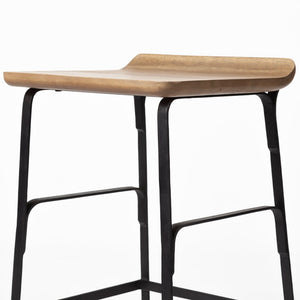 Mercana Conan Modern Industrial Stool with Low-Back Seat and Footrest for Kitchen or Bar Spaces, Fully Assembled 69008