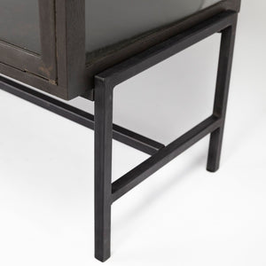 Mercana Arelius Sideboard with Glass Cabinet Doors - Stylish Storage Solution for Modern Living Spaces Black-Brown Wood | Black Metal 69011