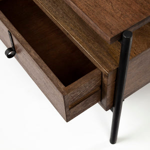 Mercana Glenn Rectangle Coffee Table with 6 Drawers - Stylish Mango Wood and Iron Frame for Modern Living Spaces 69016