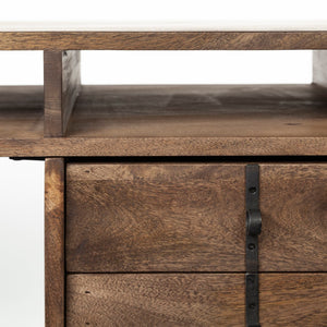 Mercana Glenn Contemporary Office Desk with 3 Drawers, Solid Wood Top & Sturdy Iron Frame for Stylish Workspaces 69021