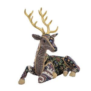 English Elm 12.2x6.3x10.5" Velvet Foam Sitting Deer — Elegant Decorative Accent for Any Decor, 16x16x10 Display Piece W2078P359169