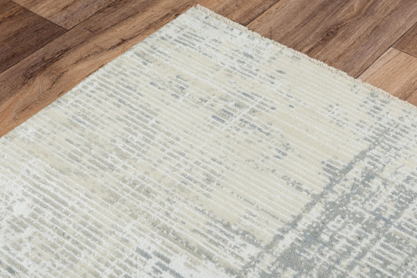 Alora Decor Aurora Neutral Hybrid Wool-Tencel Rug With Cross-Hatch Texture, Low Pile Fringe, Durable Elegance 9' x 12' 00500510343300912