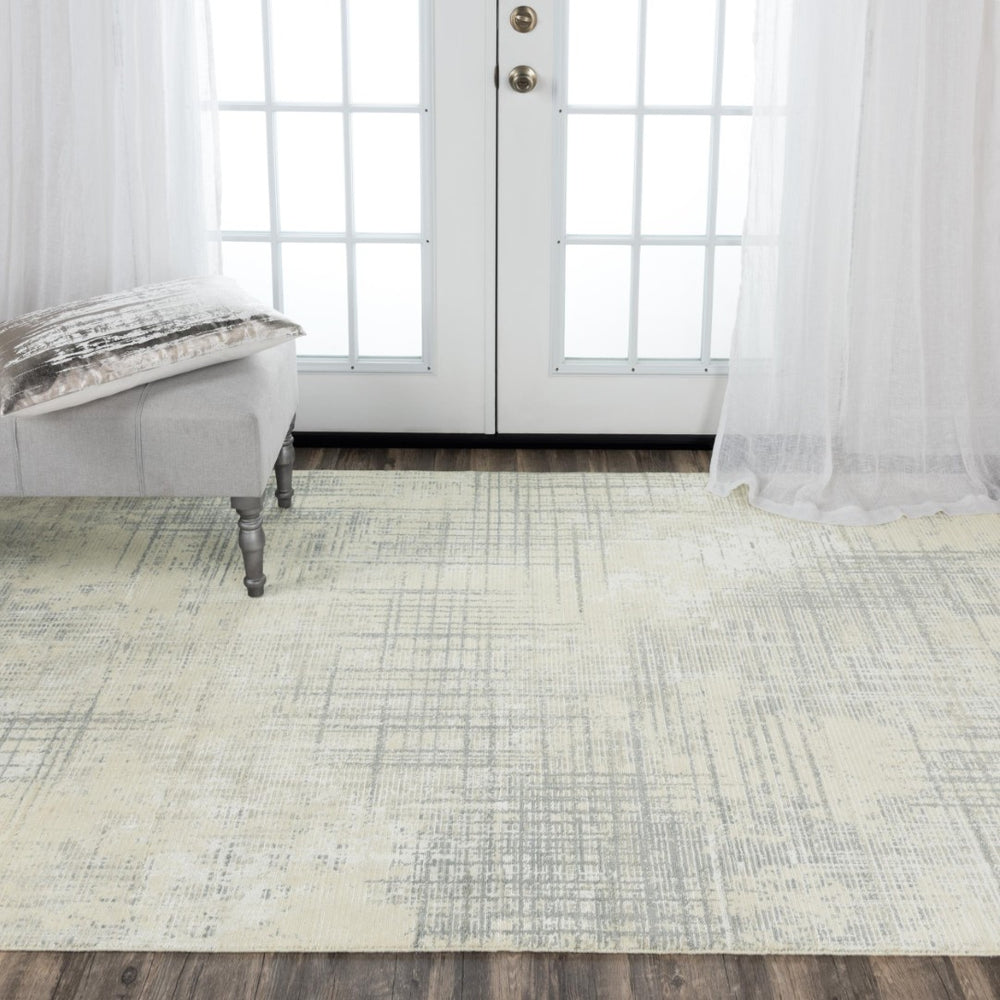 Alora Decor Aurora Neutral Hybrid Wool-Tencel Rug With Cross-Hatch Texture, Low Pile Fringe, Durable Elegance 9' x 12' 00500510343300912