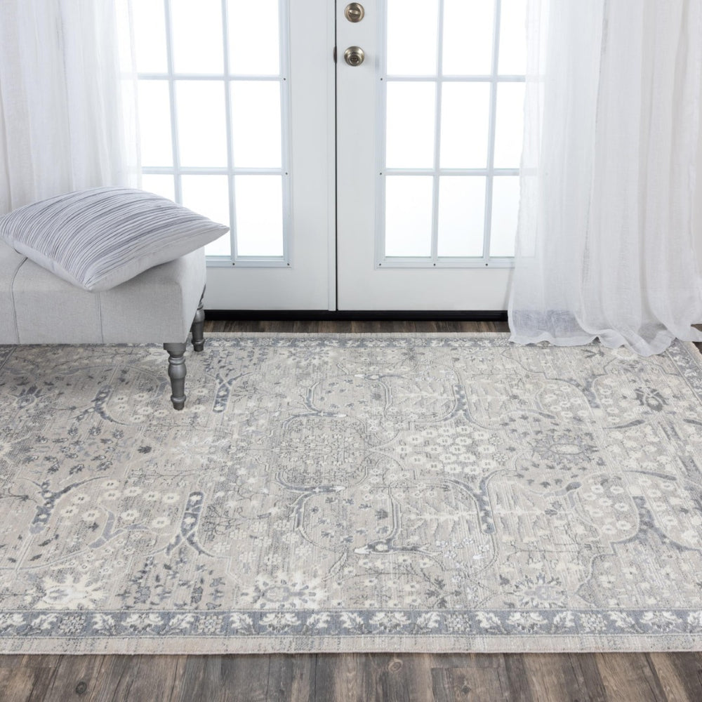 Alora Decor Aurora Vintage-Style Blue Rectangle Rug With Hand-Finished Wool-Tencel Blend, Low-Pile Elegance 8' x 10' 00500510500330810
