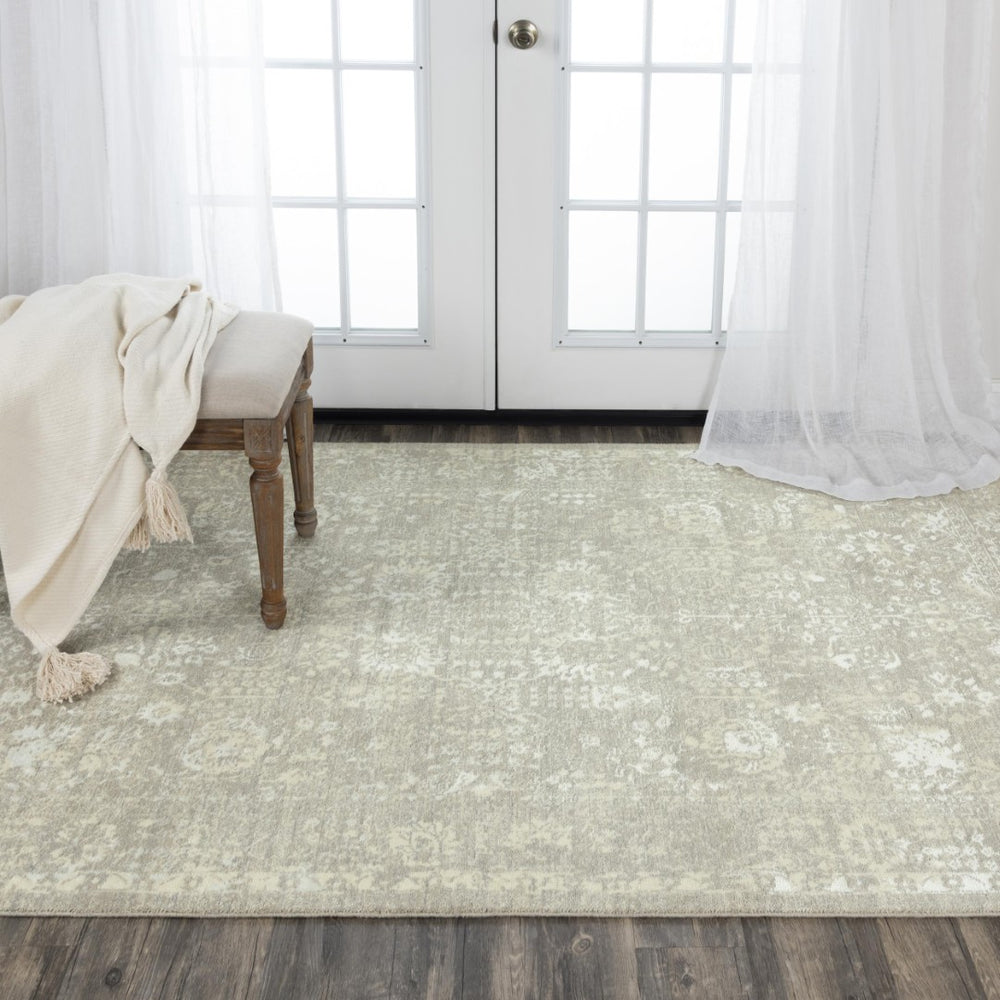 Alora Decor Aurora Hand-Washed Vintage Gray Rug With Floral Border, 80% Nz Wool Blend For Cozy Durable Style 5' x 8' 00500510604330508