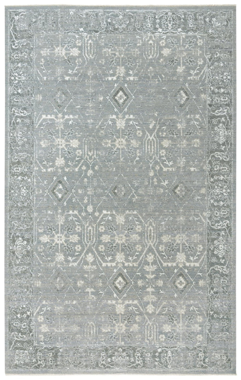 Alora Decor Aurora Handfinished Gray Wool-Tencel Blend Rug With Subtle Sheen, Fringe Edge, Vintage Charm 8' x 10' 00500511000330810