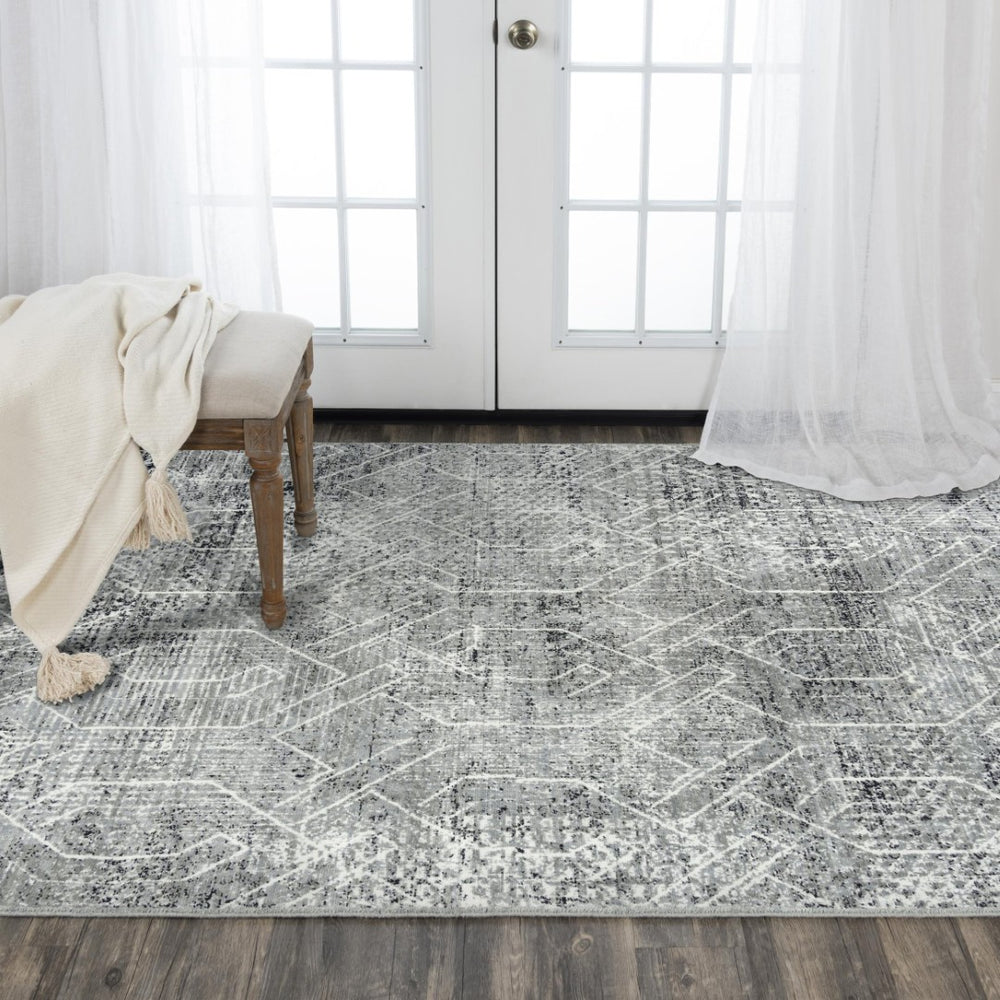Alora Decor Aurora Vintage-Style Gray Rectangle Rug — New Zealand Wool & Tencel Blend, Low-Profile Durability And Warmth 12' x 15' 00500511106371215