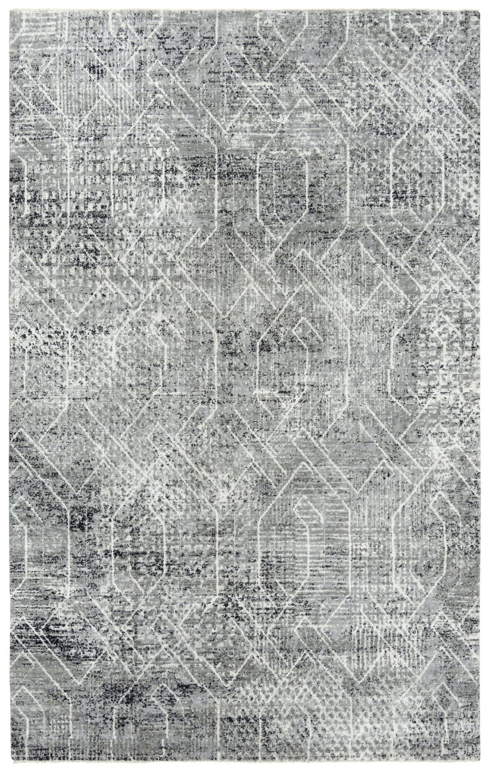 Alora Decor Aurora Vintage-Style Gray Rectangle Rug — New Zealand Wool & Tencel Blend, Low-Profile Durability And Warmth 12' x 15' 00500511106371215