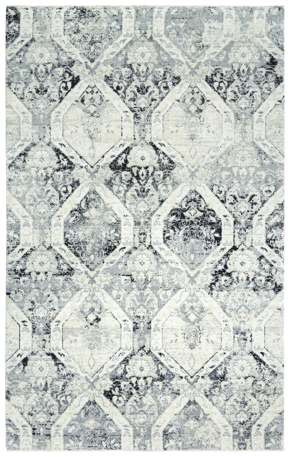 Alora Decor Aurora Handcrafted Ivory & Black Vintage-Style Rug With New Zealand Wool Blend And Subtle Luster 10' x 13' 00500511237060113