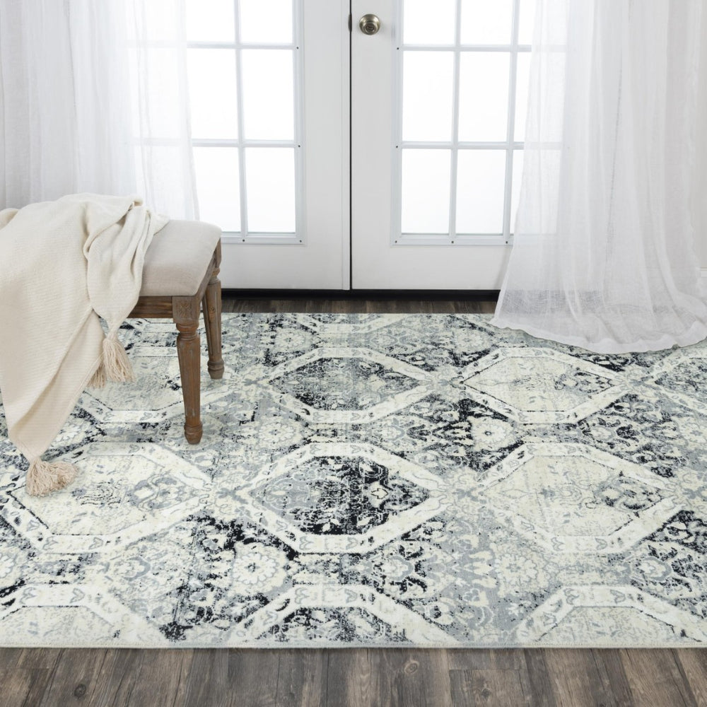 Alora Decor Aurora Handcrafted Ivory & Black Vintage-Style Rug With New Zealand Wool Blend And Subtle Luster 10' x 13' 00500511237060113