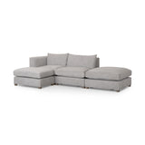 Valence 4 Piece (W/ 2 x Ottoman) Medium Gray Modular Sofa Set