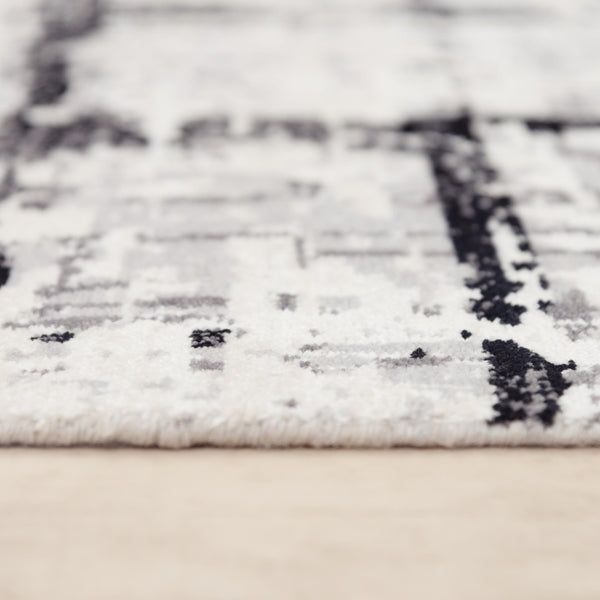 Alora Decor Aurora Luxurious Black & Ivory Hybrid Rug — Wool-Tencel Blend, Handcrafted Texture For Living Rooms 8' x 10' 00500511706370810