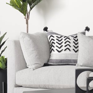 Mercana Valence Corner Sectional Piece: Stylish Modular Comfort for Effortless Living and Custom Layouts Light Gray Fabric | Arm Pillow 69120