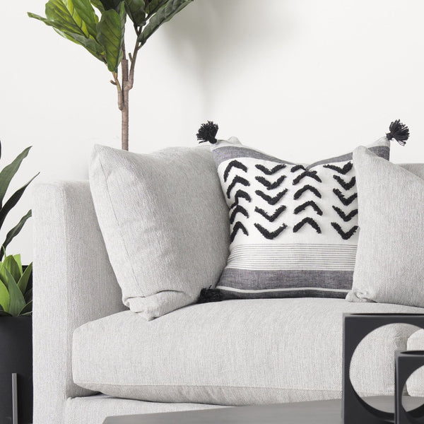 Mercana Valence Corner Sectional Piece: Stylish Modular Comfort for Effortless Living and Custom Layouts Light Gray Fabric | Arm Pillow 69120