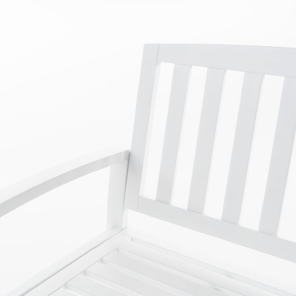 English Elm Christopher Knight Home® - LOJA Bench - Acacia Wood Outdoor Bench with Ergonomic Curved Backrest, Durable Stable Construction White 57495.00ACAWHI