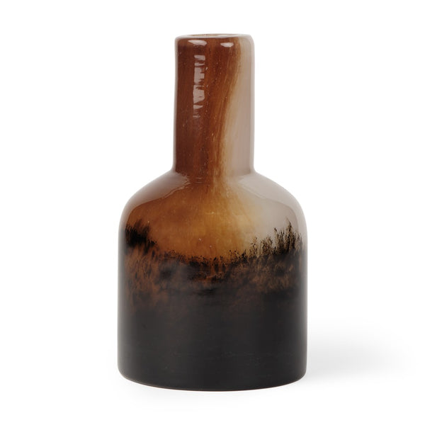 Mercana Marans Sculptural Glass Vase with Unique Swirls - Elegant Home Decor for Fresh or Dried Botanicals Amber | Multi-color | Short 70353