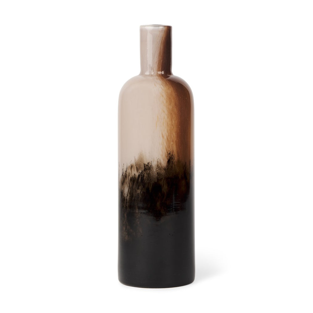 Mercana Marans Sculptural Glass Vase with Unique Swirls - Elegant Home Decor for Fresh or Dried Botanicals Amber | Multi-color | Tall 70354