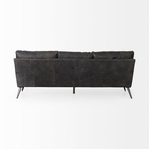 Mercana Cochrane Timeless Three-Seater Sofa – Luxurious Top-Grain Leather, Industrial Design, Fully Assembled Black Leather | Gray Metal 69448