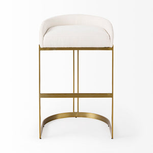 Mercana Hollyfield II Counter Stool - Chic Low-Back Design with Luxe Metallic Accents for Modern Spaces Cream Fabric | Gold Metal | Bar 69456