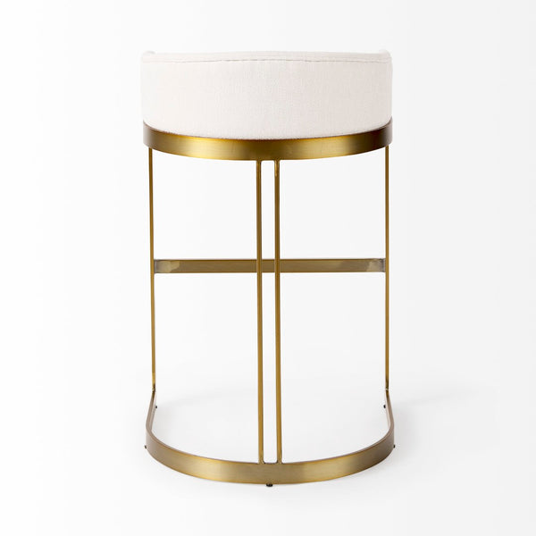 Mercana Hollyfield II Counter Stool - Chic Low-Back Design with Luxe Metallic Accents for Modern Spaces Cream Fabric | Gold Metal | Bar 69456
