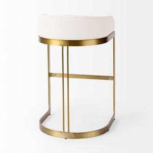 Mercana Hollyfield II Counter Stool - Chic Low-Back Design with Luxe Metallic Accents for Modern Spaces Cream Fabric | Gold Metal | Bar 69456