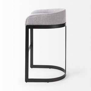 Mercana Hollyfield II Counter Stool - Chic Low-Back Design with Luxe Metallic Accents for Modern Spaces Gray Fabric | Gray Metal | Bar 69457
