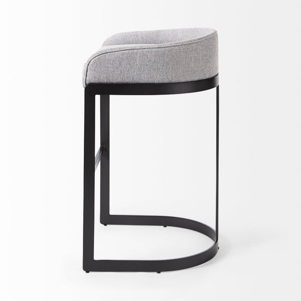 Mercana Hollyfield II Counter Stool - Chic Low-Back Design with Luxe Metallic Accents for Modern Spaces Gray Fabric | Gray Metal | Bar 69457