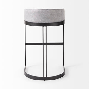 Mercana Hollyfield II Counter Stool - Chic Low-Back Design with Luxe Metallic Accents for Modern Spaces Gray Fabric | Gray Metal | Bar 69457