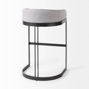 Mercana Hollyfield II Counter Stool - Chic Low-Back Design with Luxe Metallic Accents for Modern Spaces Gray Fabric | Gray Metal | Bar 69457