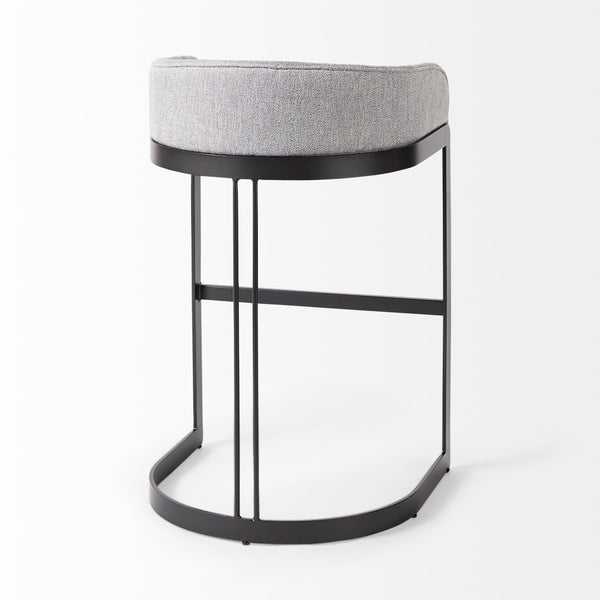 Mercana Hollyfield II Counter Stool - Chic Low-Back Design with Luxe Metallic Accents for Modern Spaces Gray Fabric | Gray Metal | Bar 69457