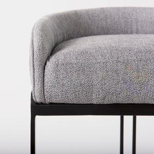 Mercana Hollyfield II Counter Stool - Chic Low-Back Design with Luxe Metallic Accents for Modern Spaces Gray Fabric | Gray Metal | Bar 69457
