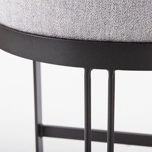 Mercana Hollyfield II Counter Stool - Chic Low-Back Design with Luxe Metallic Accents for Modern Spaces Gray Fabric | Gray Metal | Bar 69457