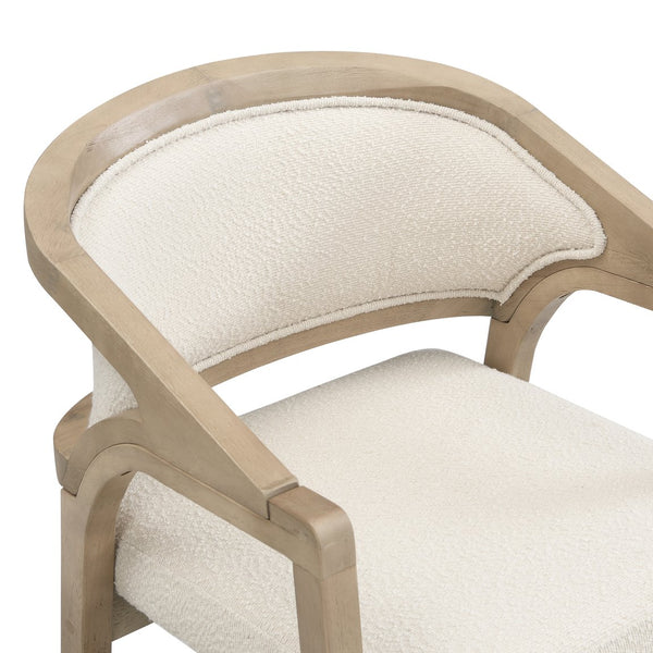English Elm Christopher Knight Home® - Wooden Modern Dining Chair with Ergonomic Curved Back and Bouclé Upholstery, Solid Rubberwood Craftsmanship Beige,Natural N771P346814A