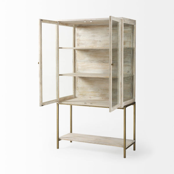 Mercana Arelius Elegant Display Cabinet with Glass Panels and Sturdy Base for Stylish Home Decor Storage 69301