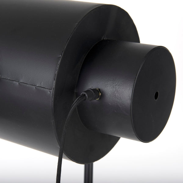 Mercana Debdou Adjustable Cinema-Style Floor Lamp with Sleek Stem and Sturdy Collapsible Base for Any Space Black Metal 69381