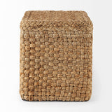 Mercana Aylin 16.5" Square Brown Jute Pouf 69447