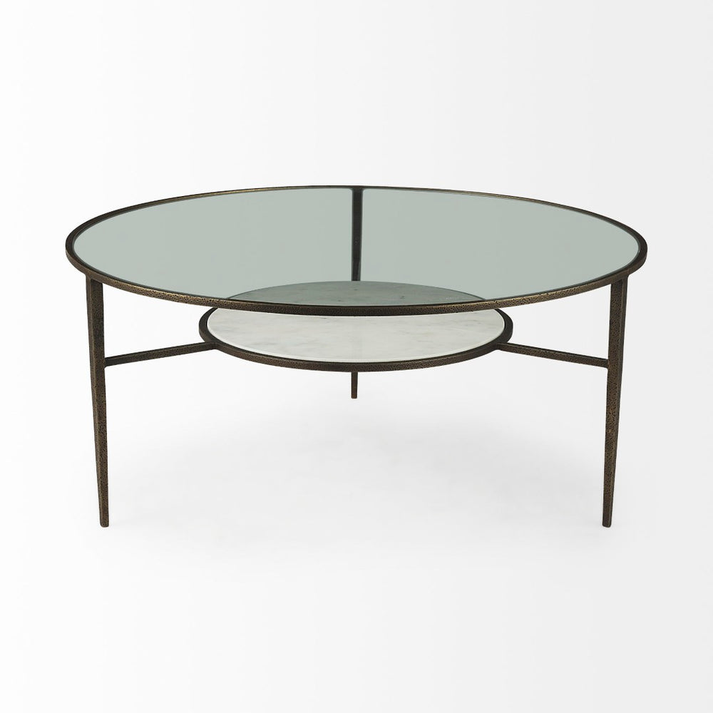 Mercana Felicity Marble-Top Coffee Table: Chic Square Design with Durable Iron Frame for Elegant Living Spaces 69253-AB