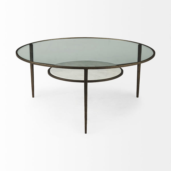 Mercana Felicity Marble-Top Coffee Table: Chic Square Design with Durable Iron Frame for Elegant Living Spaces 69253-AB