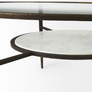 Mercana Felicity Marble-Top Coffee Table: Chic Square Design with Durable Iron Frame for Elegant Living Spaces 69253-AB