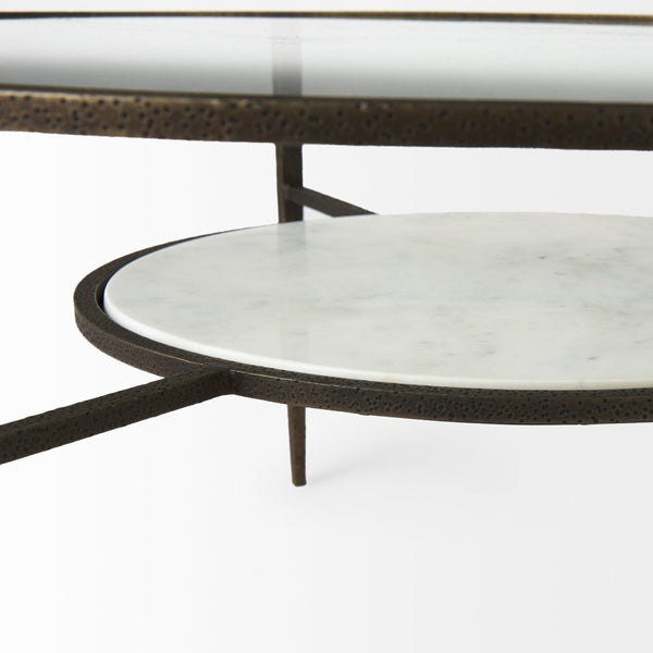 Mercana Felicity Marble-Top Coffee Table: Chic Square Design with Durable Iron Frame for Elegant Living Spaces 69253-AB