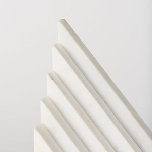 Mercana Sophia Elegant Stepped Pyramid Marble Bookends - Unique Architectural Accent for Modern Spaces White Marble | Stacked Lines 69215