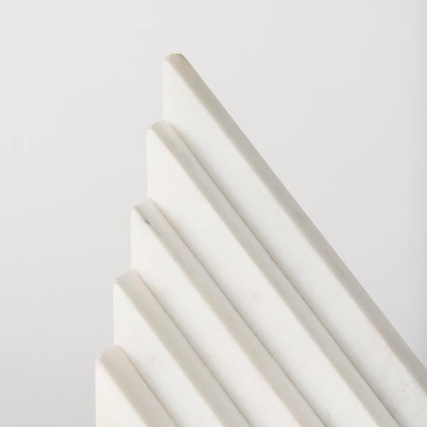 Mercana Sophia Elegant Stepped Pyramid Marble Bookends - Unique Architectural Accent for Modern Spaces White Marble | Stacked Lines 69215