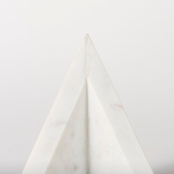 Mercana Sophia Elegant Stepped Pyramid Marble Bookends - Unique Architectural Accent for Modern Spaces White Marble | Triangle 69216