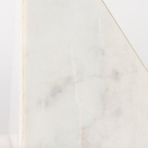 Mercana Sophia Elegant Stepped Pyramid Marble Bookends - Unique Architectural Accent for Modern Spaces White Marble | Triangle 69216