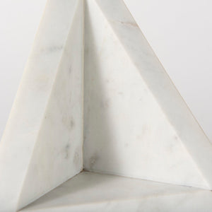 Mercana Sophia Elegant Stepped Pyramid Marble Bookends - Unique Architectural Accent for Modern Spaces White Marble | Triangle 69216