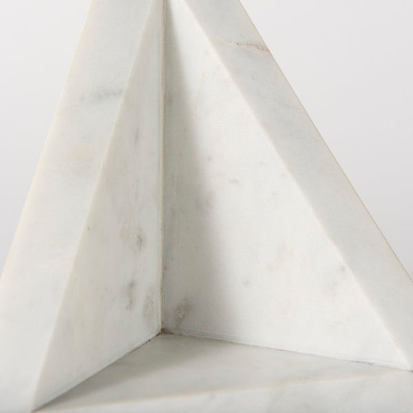 Mercana Sophia Elegant Stepped Pyramid Marble Bookends - Unique Architectural Accent for Modern Spaces White Marble | Triangle 69216